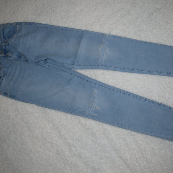 Levi's 721 Jeans 30 High Rise Waist Skinny Distressed Light Wash Denim Raw Hem - Picture 10 of 11